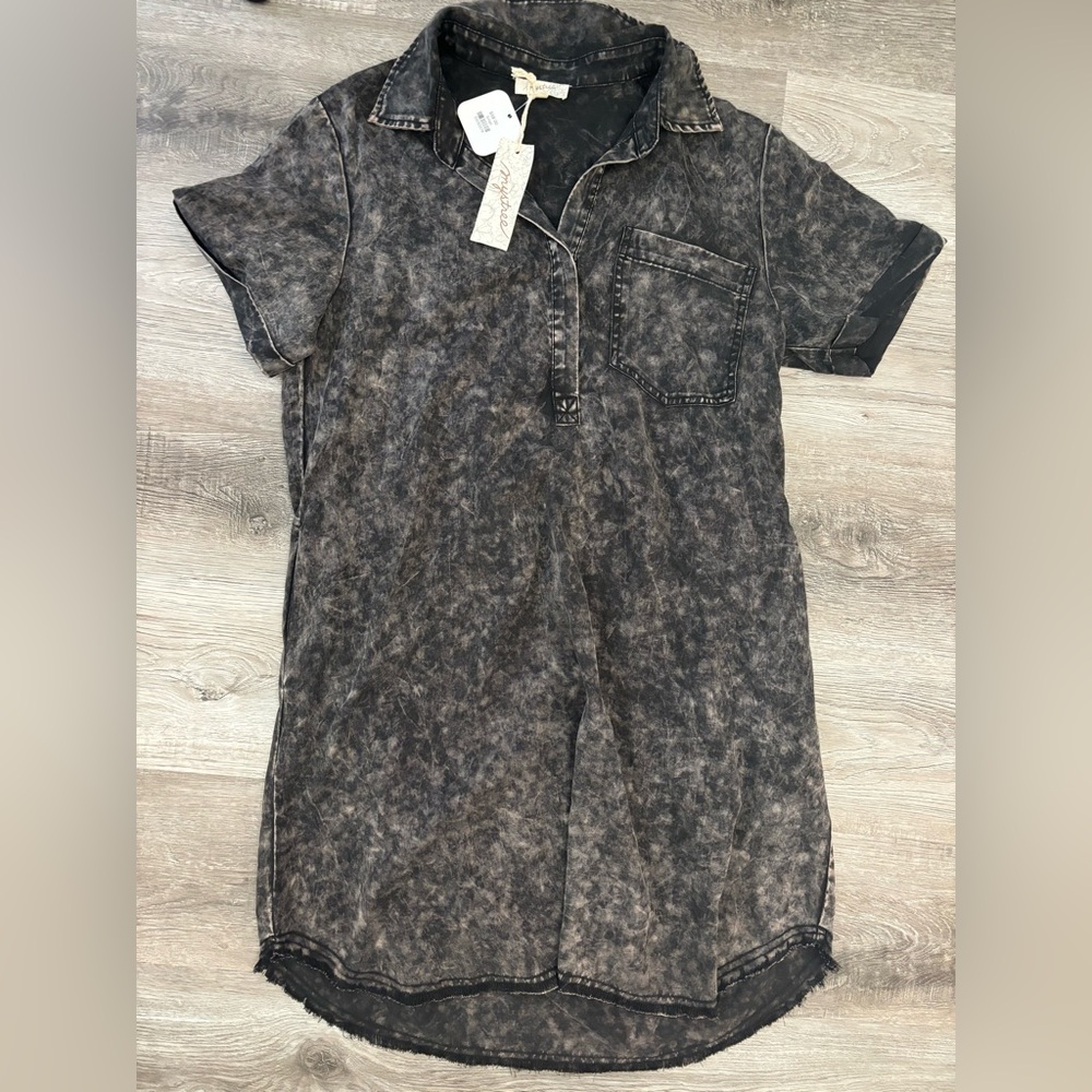 Mystree Washed Away Mini Dress Black Size Small / modal dress faded black dress